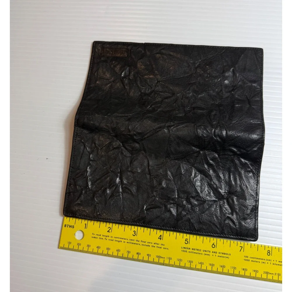 AMORNI‎ Black Leather Wrinkled Slim Bifold Wallet Organizer